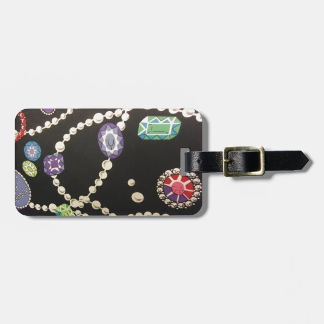 Etiqueta Para Maletas Bling y Perlas (Frente Horizontal)