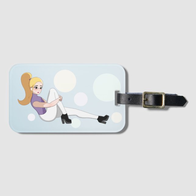 Etiqueta Para Maletas Blonde Anime Chica (Anverso horizontal)
