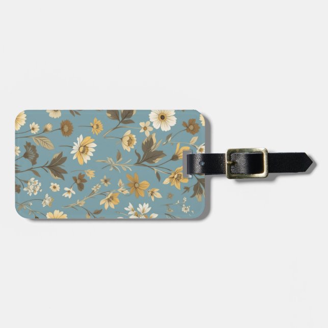 Etiqueta Para Maletas Bloom azul del jardín (Frente Horizontal)