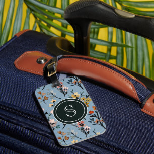 Etiqueta Para Maletas Blooms Vintage: Agua Floral Bho Azul suave