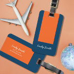 Etiqueta Para Maletas Bloque de color azul y Naranja vibrante<br><div class="desc">Haga que su equipaje destaque con esta vibrante etiqueta azul y color naranja para el equipaje. Personalice esta etiqueta reemplazando el texto del marcador de posición con su información y para obtener más opciones, como cambiar el tipo de letra y su tamaño, haga clic en el botón "Personalizar". *Tenga en...</div>