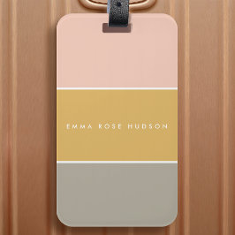 Etiqueta Para Maletas Bloque de color Banda gris rosa de oro Monograma