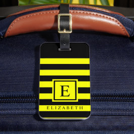 Etiqueta Para Maletas Bloque de color negro amarillo brillante de person