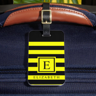 Etiqueta Para Maletas Bloque de color negro amarillo brillante de person