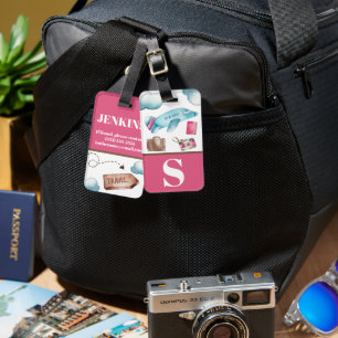 Etiqueta Para Maletas Bloque de color para niños con temas de viajes de 