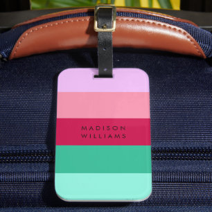 Etiqueta Para Maletas Bloque de color Raya Horizontal Viva Magenta Prima