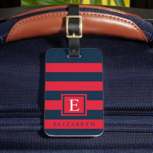 Etiqueta Para Maletas Bloque de color rojo azul de la marina oscura del 