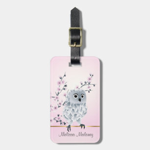 Etiqueta Para Maletas Blossoms de cerezo Lechuza Cuta