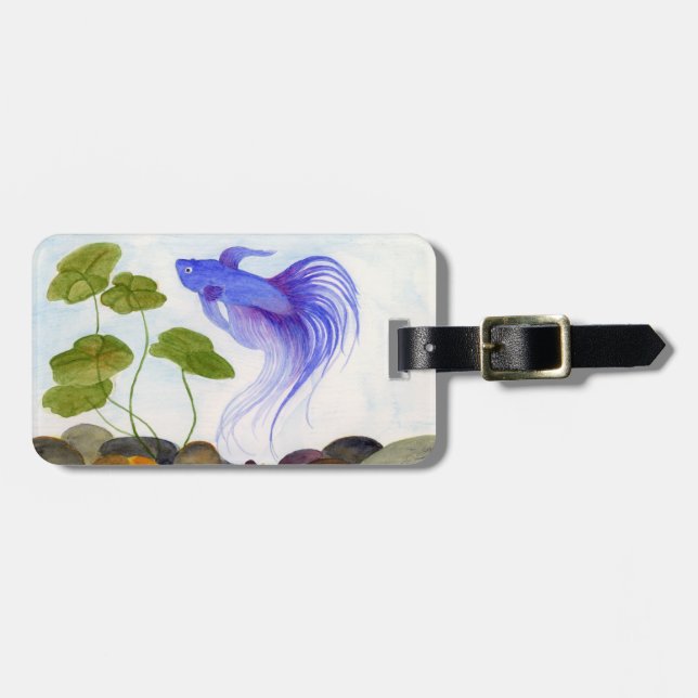 Etiqueta Para Maletas Blue Betta Fish (Frente Horizontal)