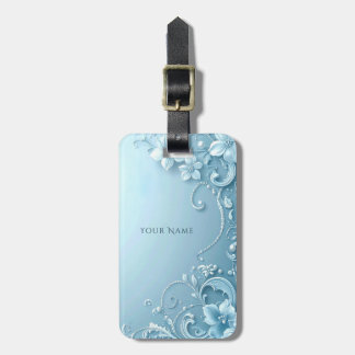 Etiqueta Para Maletas Blue Decorative Floral Luggage Tag