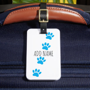 Etiqueta Para Maletas Blue Dog Paw Imprime el nombre personalizado