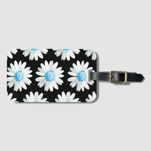Etiqueta Para Maletas Blue Dotted Daisy's (Anverso horizontal)