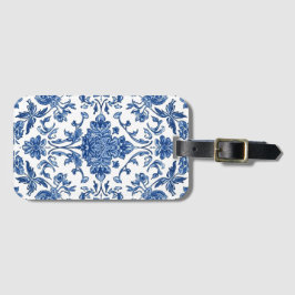 Etiqueta Para Maletas Blue Floral Chinoiserie White Watercolor