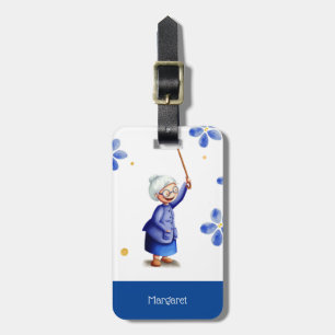 Etiqueta Para Maletas Blue Floral Watercolor Abuela Ilustrada