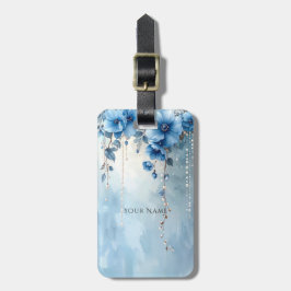 Etiqueta Para Maletas Blue Flowers and Pearls Luggage Tag