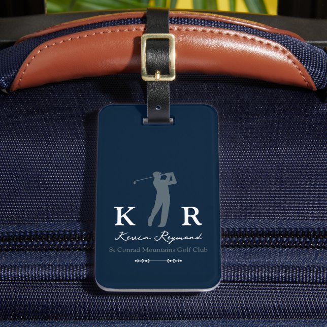 Etiqueta Para Maletas Blue Golf Player with Initials  (Anverso In situ 2)