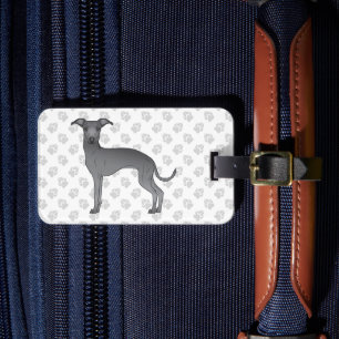 Etiqueta Para Maletas Blue Italian Greyhound Cute Dog Con Texto Personal