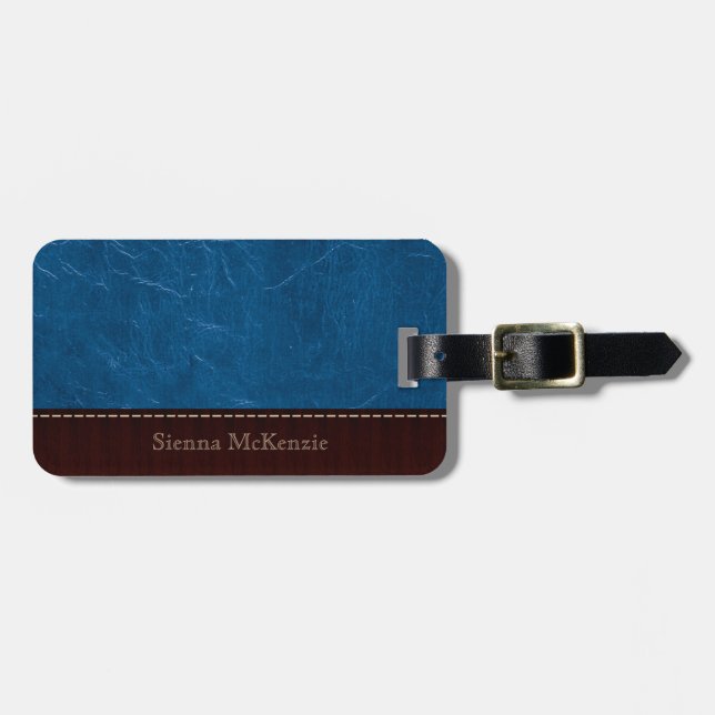 Etiqueta Para Maletas Blue Leather Look (Frente Horizontal)