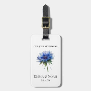Etiqueta Para Maletas Blue Meadow Magic: Arte de Cornflower de color de