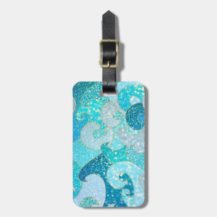 Etiqueta Para Maletas Blue Mermaid Faux Purpurina Sea - Océano oro Verde