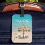 Etiqueta Para Maletas Blue Ocean Sandy Beach Photo Custom Name<br><div class="desc">Personalice esta etiqueta con el tema de la playa para su próximo viaje. Diseñado para ti por Blackberry Boulevard.</div>