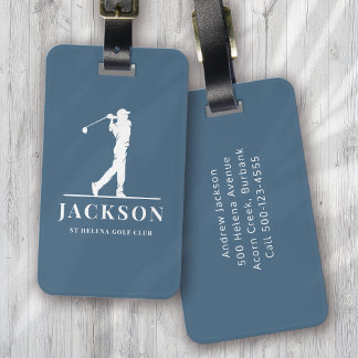 Etiqueta Para Maletas Blue Personalized Monogram Golfer