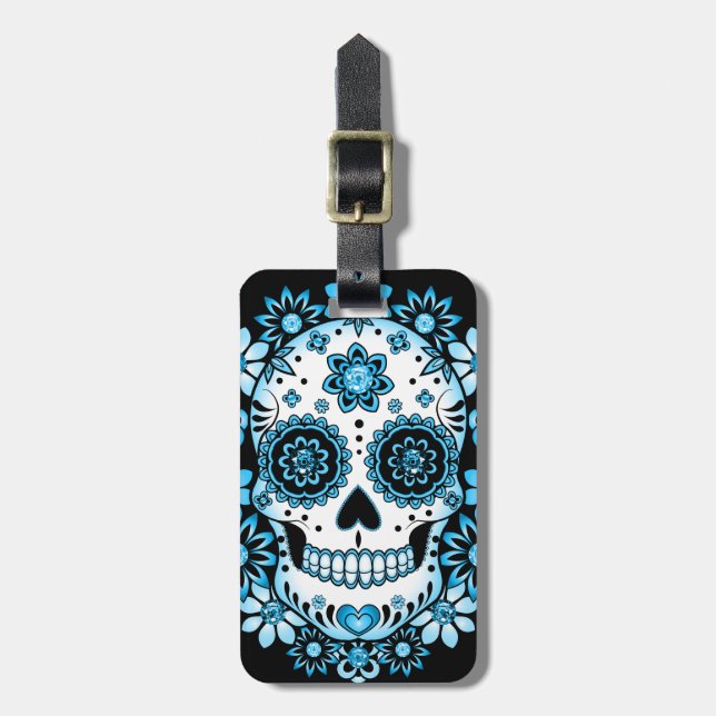 Etiqueta Para Maletas Blue Sugar Skull (Frente Vertical)