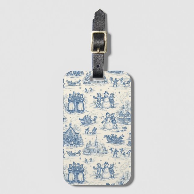 Etiqueta Para Maletas Blue Winter Toile Chinoiserie (Anverso vertical)
