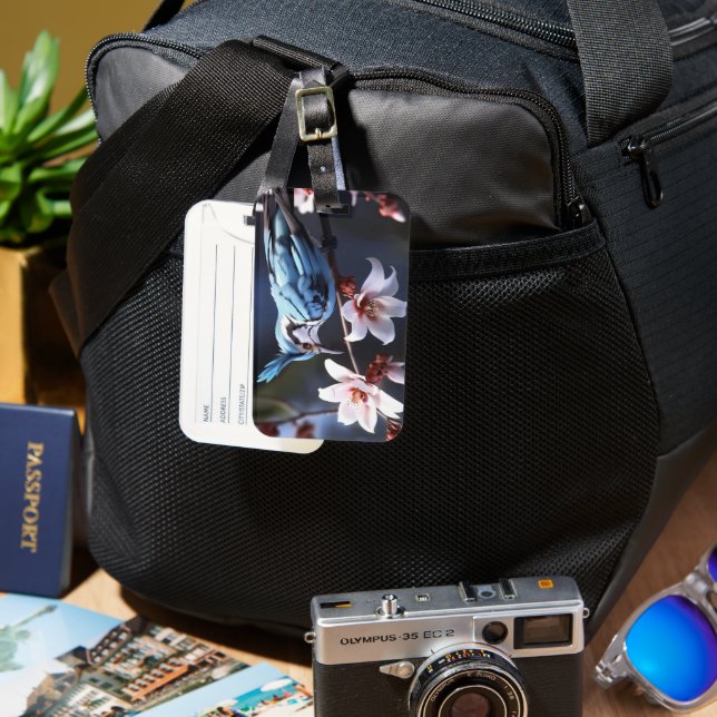 Etiqueta Para Maletas Bluejay y Flores (Anverso & Reverso)