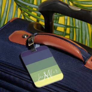 Etiqueta Para Maletas Blues + Greens Color Block Stripe