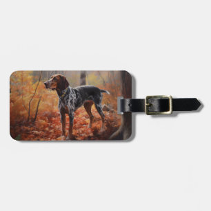 Etiqueta Para Maletas Bluetick Coonhound en otoño inspira caída de hojas