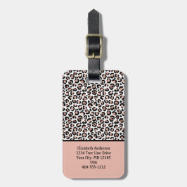 Etiqueta Para Maletas Blush Rosa Impresión Leopardo Negro Oro RosaTenden