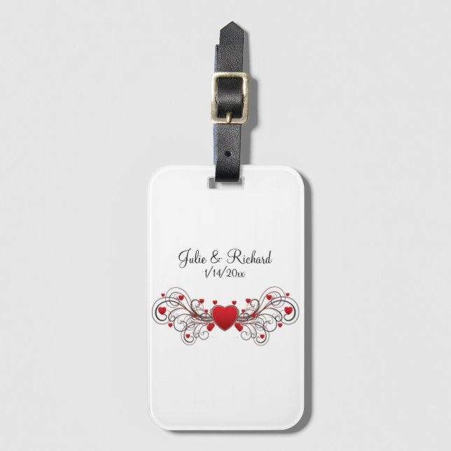 Etiqueta Para Maletas Boda de corazón (Anverso vertical)