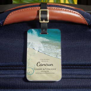 Etiqueta Para Maletas Boda de destino de playa tropical Guardar la fecha