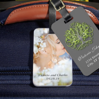 Etiqueta Para Maletas Boda de raíces de amor en árbol giratorio limón pe