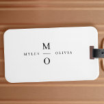 Etiqueta Para Maletas Boda Monograma Elegante Minimalista Blanco sencill<br><div class="desc">Diseño minimalista de boda monograma con tipografía elegante en negro sobre un simple fondo blanco. El texto puede ser personalizado fácilmente para su día especial!</div>