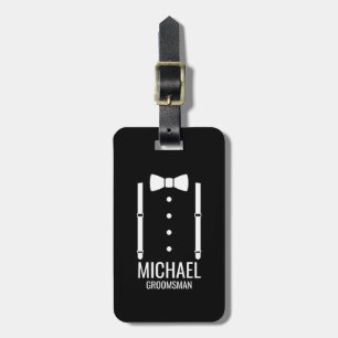 Etiqueta Para Maletas Boda negro Bow Tie Personalizado Groomsmen