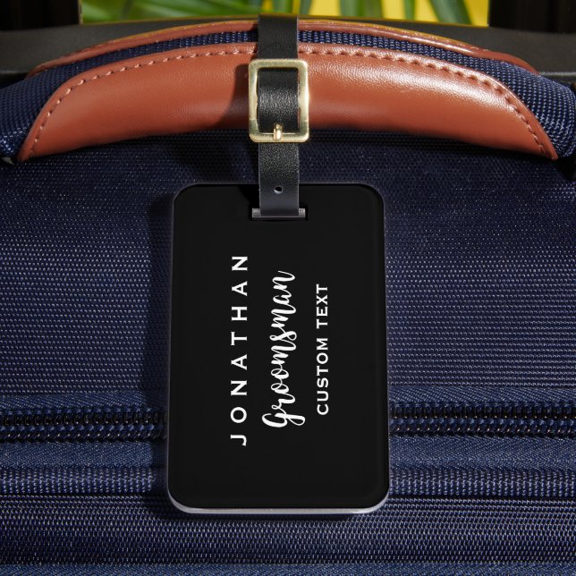 Etiqueta Para Maletas Boda personalizada Groomsman favorece el monograma (Anverso In situ 2)