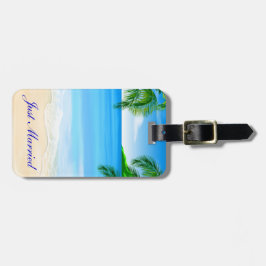Etiqueta Para Maletas Boda tropical en la playa recién casada