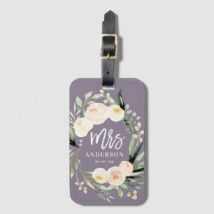 Etiqueta Para Maletas bodas florales de color verde crema de color verde