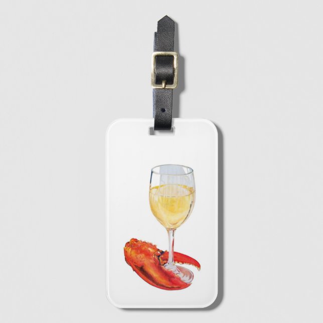 Etiqueta Para Maletas Bogavante y vino (Anverso vertical)