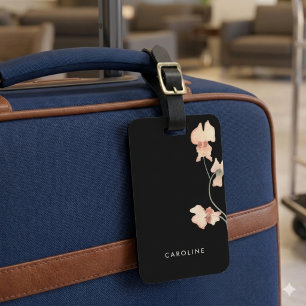 Etiqueta Para Maletas Boho Floral Black Trendy Moda elegante Girly