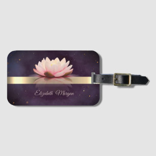 Etiqueta Para Maletas Boho Gold Stripe Lotus Flower