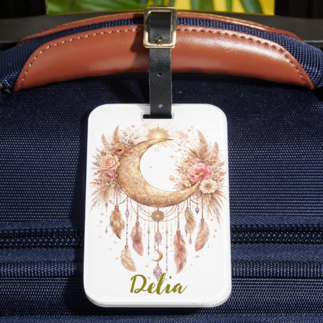 Etiqueta Para Maletas Boho Moon Vibra Mística (Anverso In situ 2)