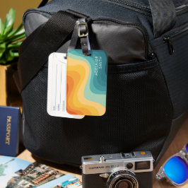 Etiqueta Para Maletas Boho Retro Clásico Onda de Color Minimalista