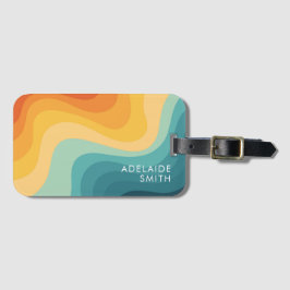 Etiqueta Para Maletas Boho Retro Clásico Onda de Color Minimalista