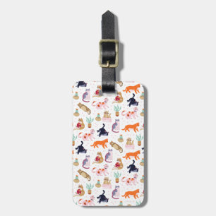 Etiqueta Para Maletas Boho Summer Cute Cats Cactus Green