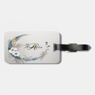 Etiqueta Para Maletas Boho White Orchid Flores Blue Moon Elegant Fiesta