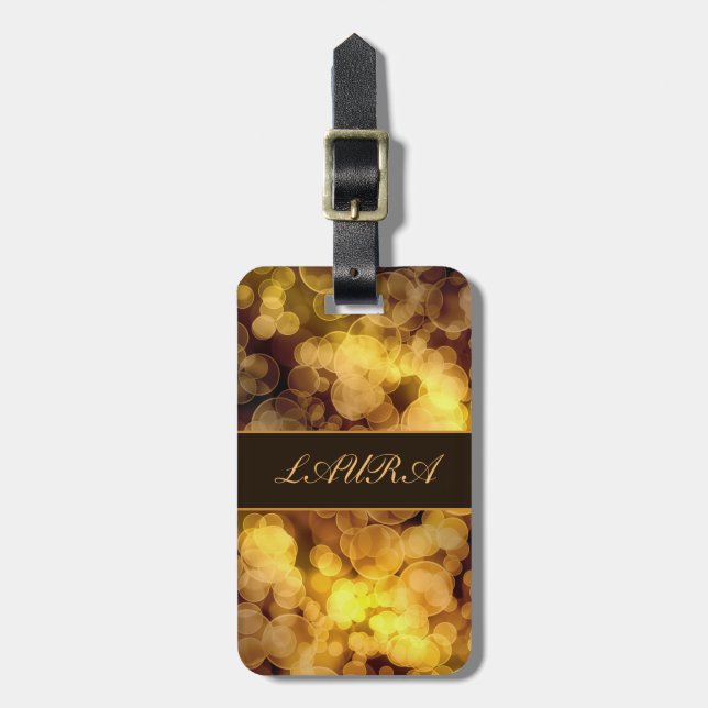 Etiqueta Para Maletas Bokeh de oro abstracto (Frente Vertical)