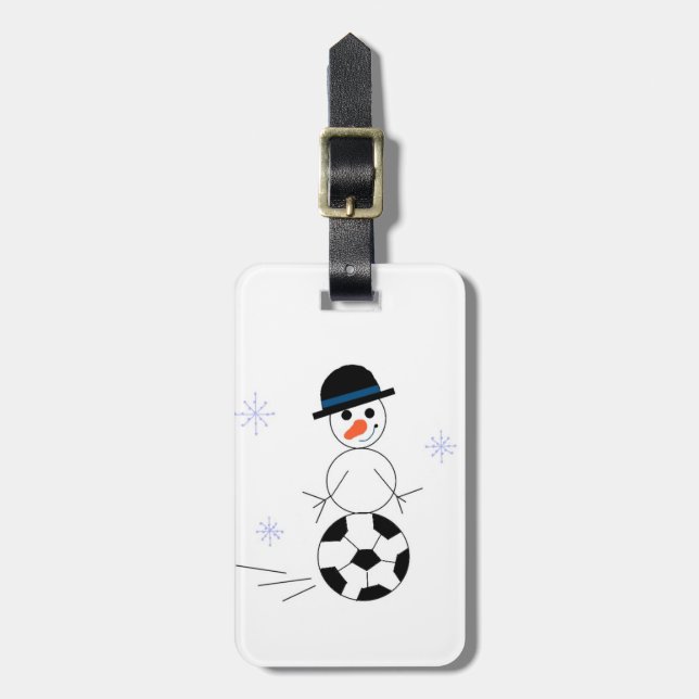 Etiqueta Para Maletas Bola de fútbol Snowman (Frente Vertical)